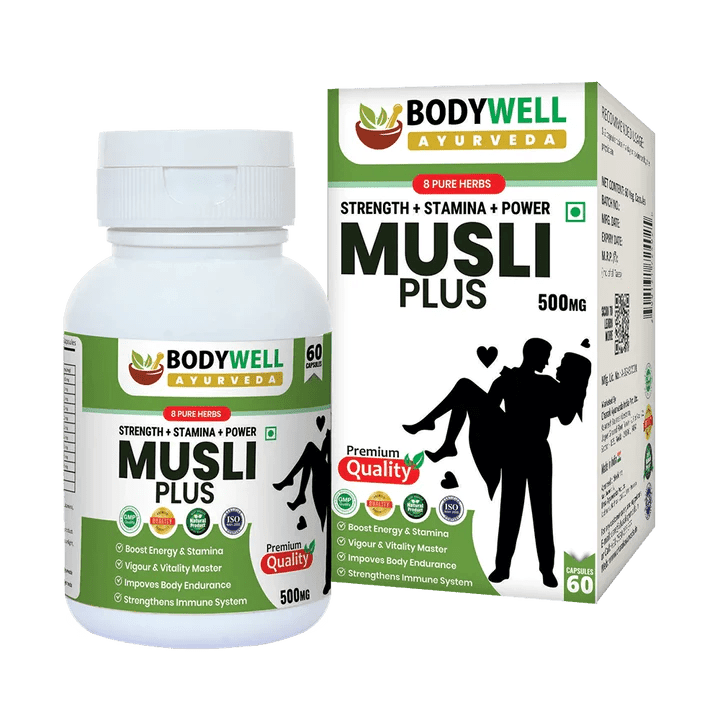 Immunity Booster Capsule - Bodywell Ayurveda - Musli Plus | Wellness Product For Man & Woman | Immunity, Energy & Stamina Booster | 500mg