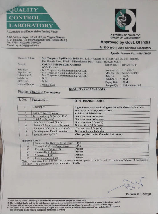 Calma Pain Relaxant Cannabis Gummies – Pain Relief Vijaya Gummies (135 mg per gummy)