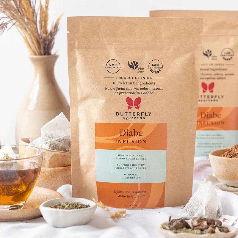 Butterfly Ayurveda- Diabe Infusion | Tea to Maintain Sugar LevelsHerbal TeaButterfly Ayurveda Diabe Infusion - Herbal Diabetic Tea | Sugar Support