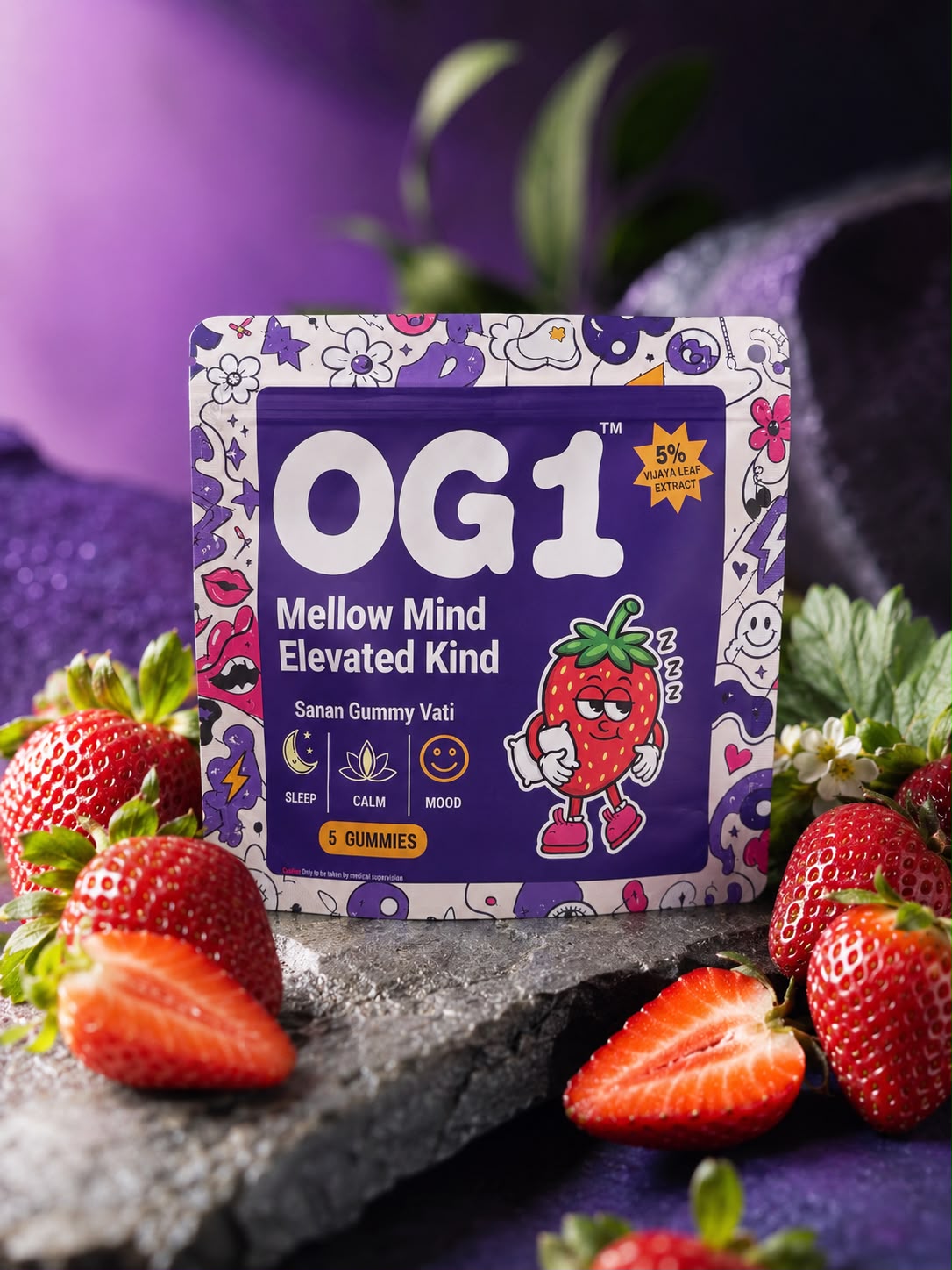 OG1 Strawberry Dream 5% Vijaya Gummies for Sleep, Calm & Mood Support – Pack of 5