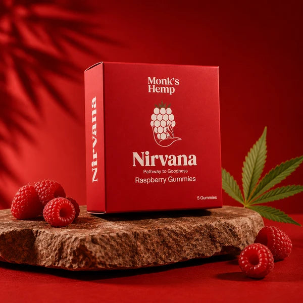 Monk’s Hemp Nirvana Medical Cannabis Gummies | Raspberry-Infused Botanical Chews for Mind & Body