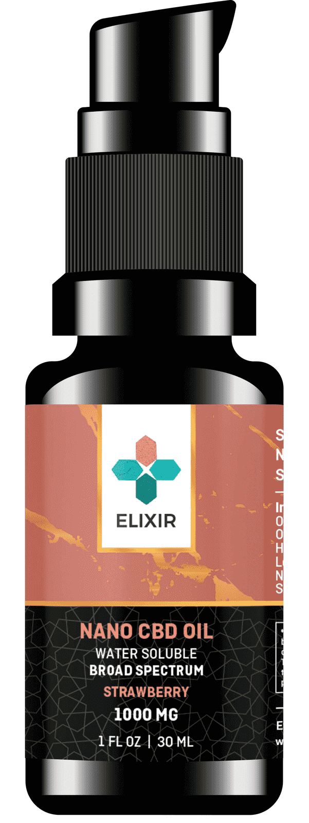 Elixir strawberry nano CBD oil bottle, 1000mg, 30ml