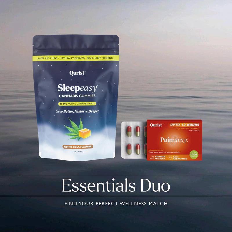 Qurist Essentials Duo - Painaway Capsules + Sleepeasy Gummies | Pain Relief & Restful Sleep.