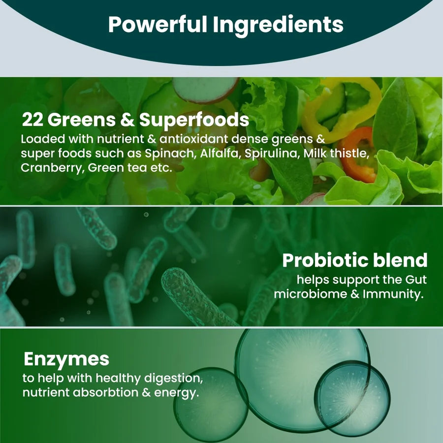 Rooted Actives Power Greens Tablets - 22 Super Greens & Fruits, 27+ Nutrients Per Serving