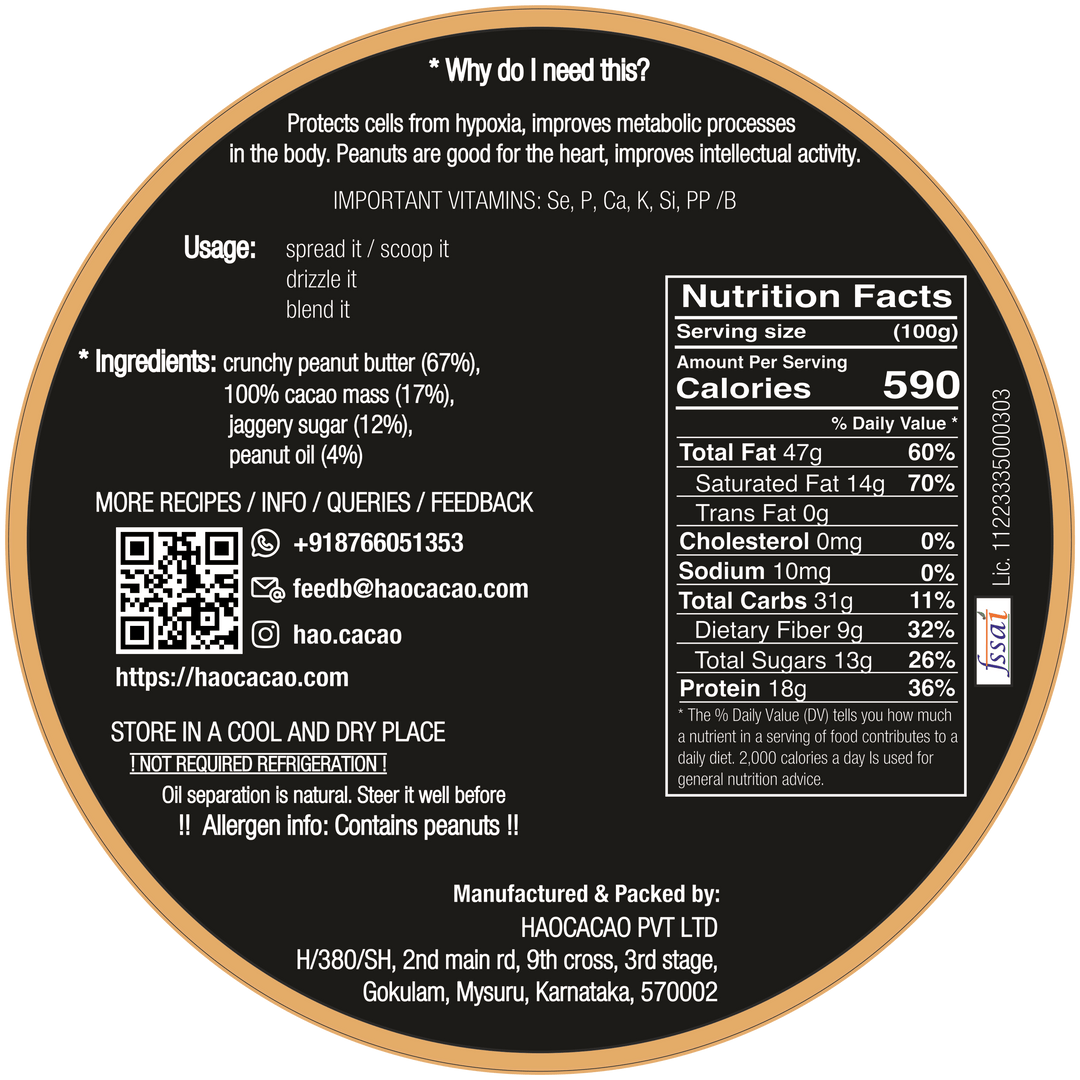 Hao Cacao- Choco Peanut ButterCoco-Peanut ButterHao Cacao - Choco Peanut Butter Benefits | Protein Rich