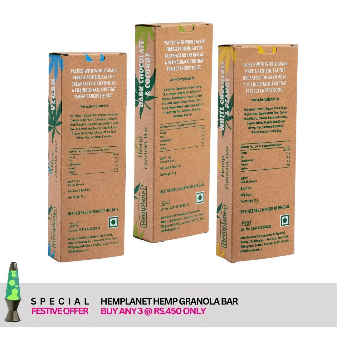 Hemplanet - Hemp Granola Bar (Special Offer - Buy Any 3 @450/-)Hemp BarsHemp Granola Bar - Plant Based Hemp Protein Bars | CBD Store India