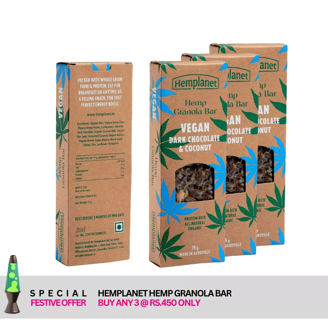 Hemplanet - Hemp Granola Bar (Special Offer - Buy Any 3 @450/-)Hemp BarsHemp Granola Bar - Plant Based Hemp Protein Bars | CBD Store India