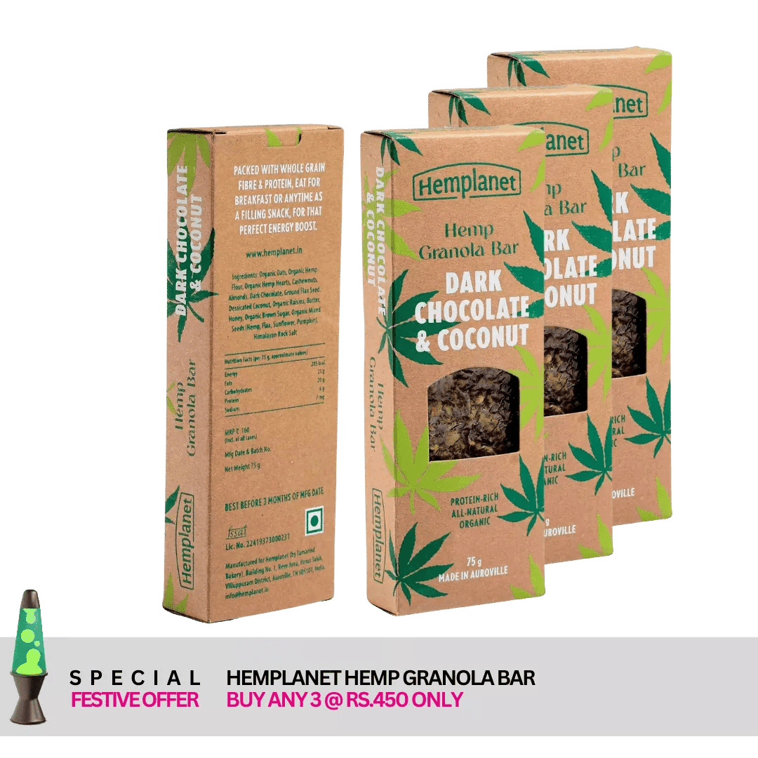 Hemplanet - Hemp Granola Bar (Special Offer - Buy Any 3 @450/-)Hemp BarsHemp Granola Bar - Plant Based Hemp Protein Bars | CBD Store India