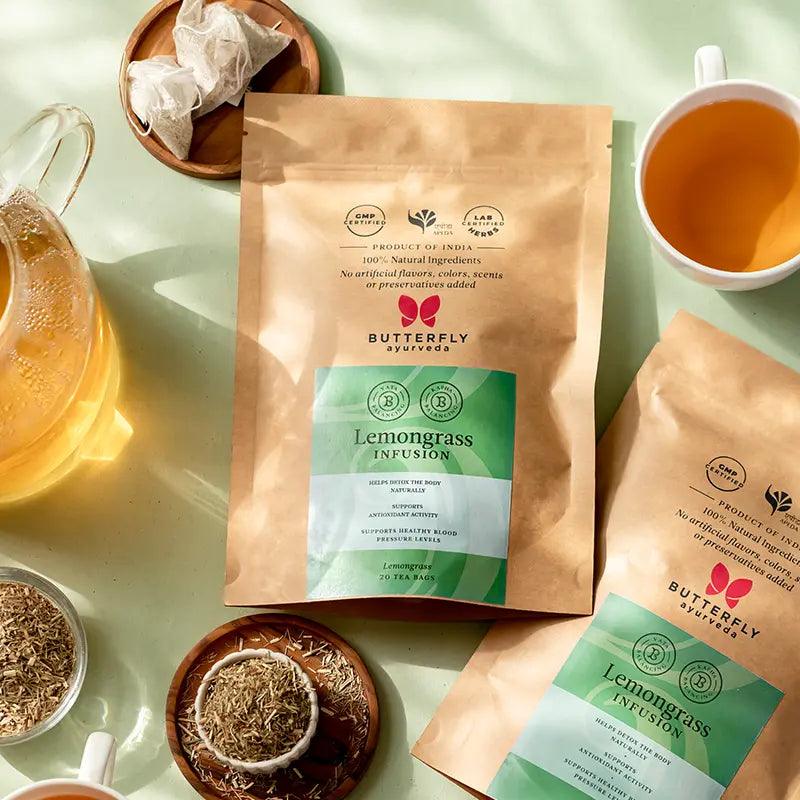 Butterfly Ayurveda- Lemongrass Infusion (20 Tea Bag)Tea & InfusionsButterfly Ayurveda Lemongrass Tea Benefits | Antioxidant Detox