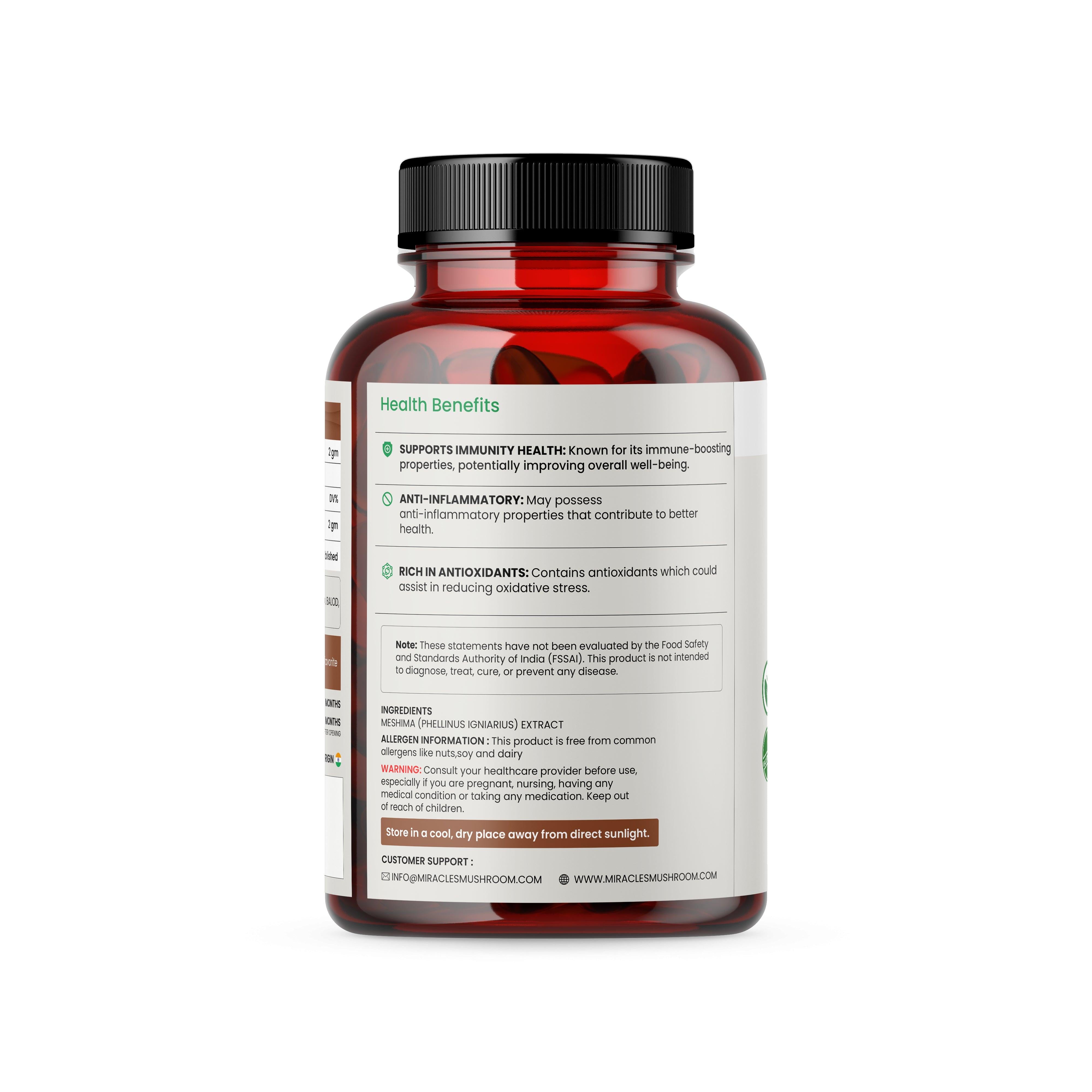 Miracles Mushroom :  Meshima Mushroom Extract Powder  60g.