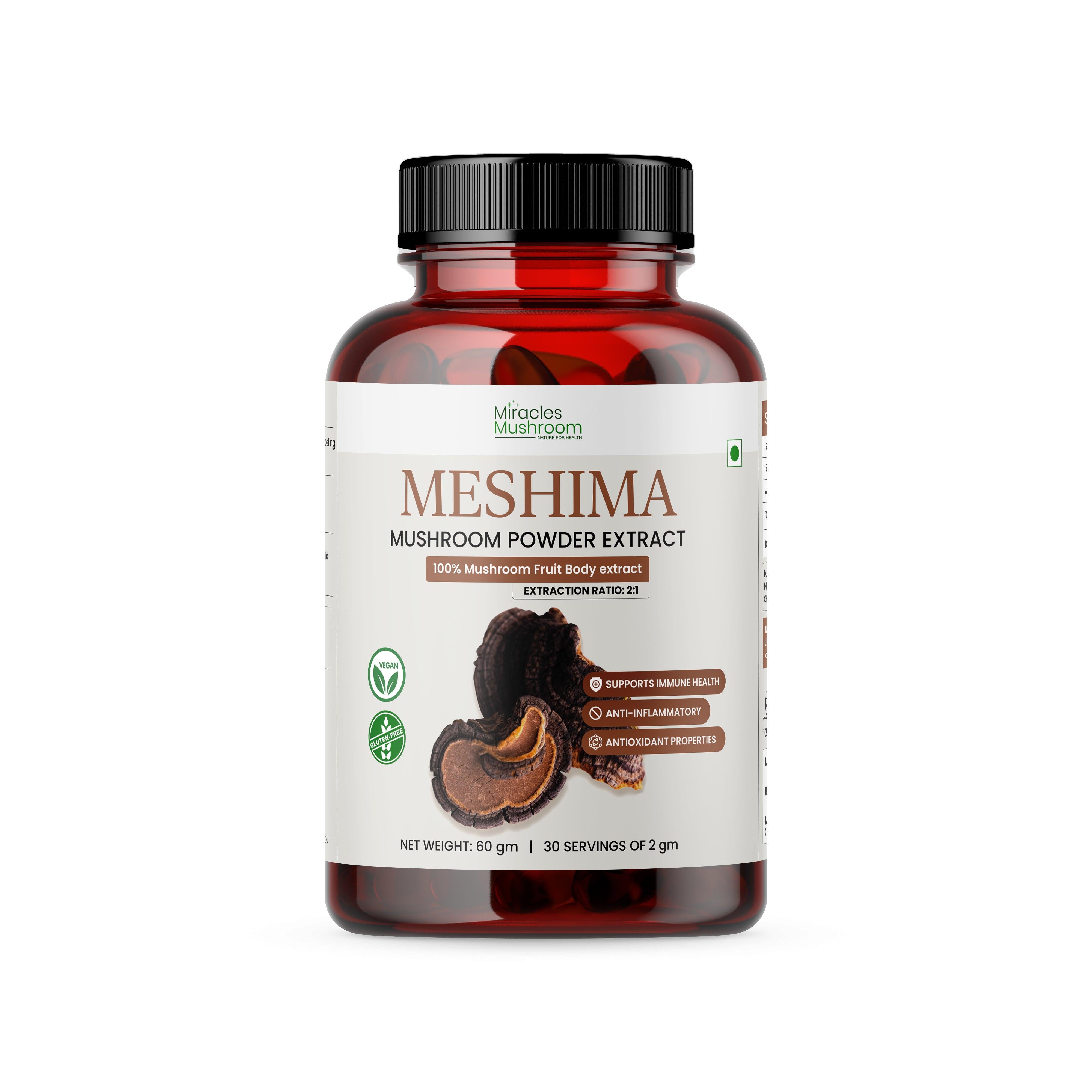 Miracles Mushroom :  Meshima Mushroom Extract Powder  60g.