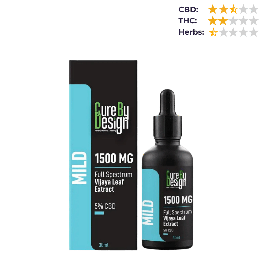 Cure By Design - Full-Spectrum Vijaya Leaf Extract, 5% CBD, 1500MG (Mild).