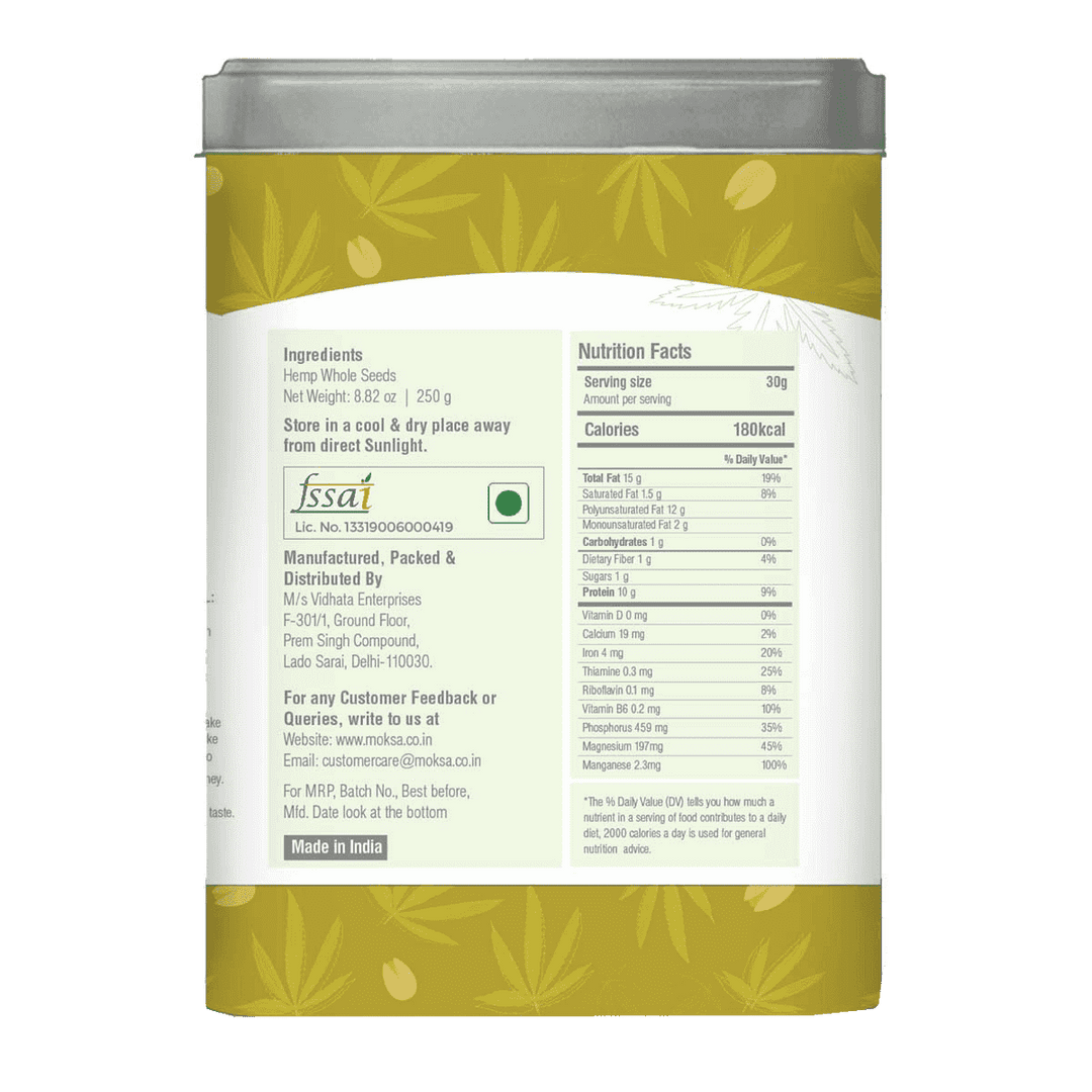 Moksa Botanicals Hemp Whole SeedsFitness & NutritionMoksa Botanicals - Hemp Whole Seeds Benefits | Nutritious Snack
