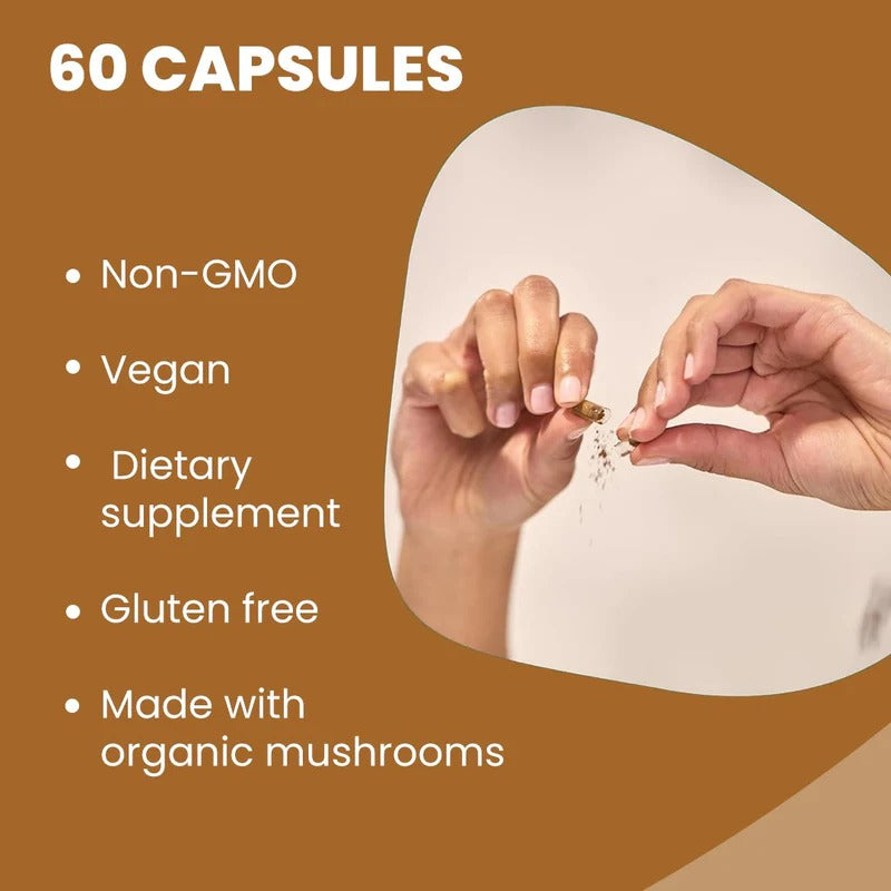 Rooted Actives AHCC Mushroom Extract Capsules - Shiitake, Lion's Mane, Maitake & Agaricus Blend | Daily Wellness