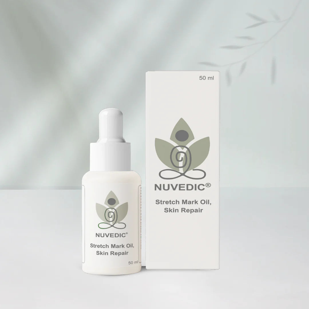 Nuvedic Stretch Mark Oil | Natural Skin Repair & Elasticity Booster.
