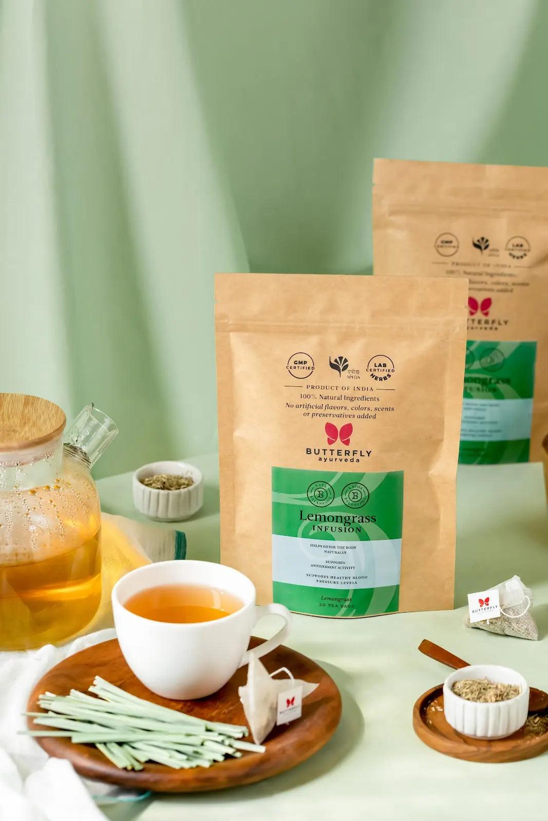 Butterfly Ayurveda- Lemongrass Infusion (20 Tea Bag)Tea & InfusionsButterfly Ayurveda Lemongrass Tea Benefits | Antioxidant Detox