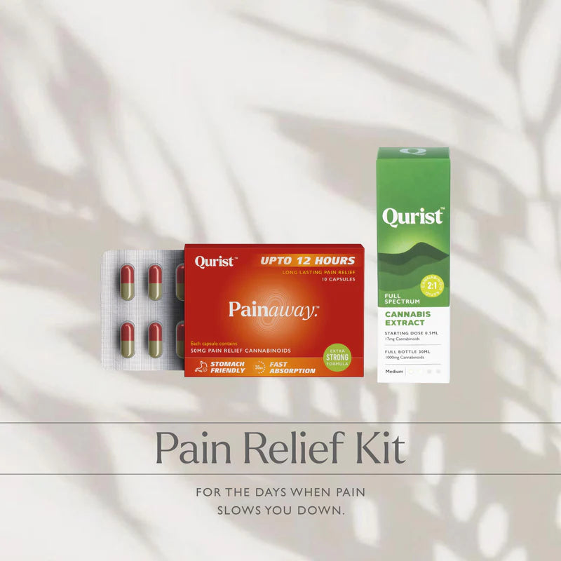 Qurist Pain Relief Kit | CBD + THC Oil & Painaway Capsules.