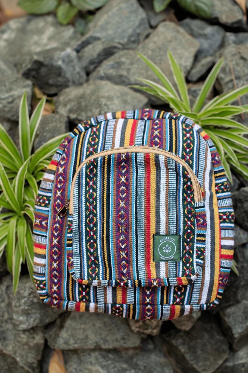 hippie mini backpack Boho phone and keys in its front pocket! PINZON Handwoven Mini Backpack Boho