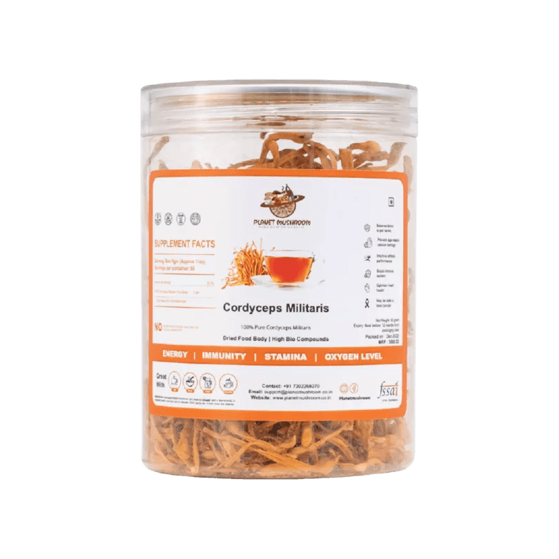 Planet Mushroom - Cordyceps Militaris (Box of 50 gms/50 servings).