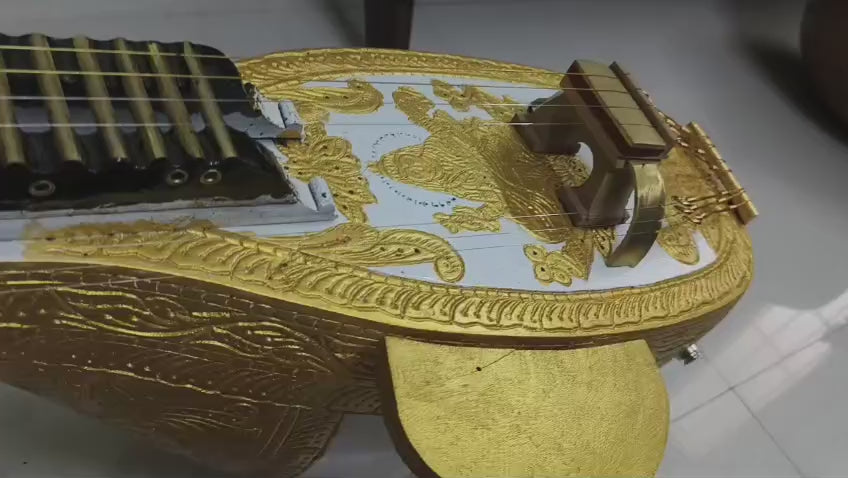 Anirud Musicals - Golden White Madhura Veena with Guitar Keys & Fishman Pickup