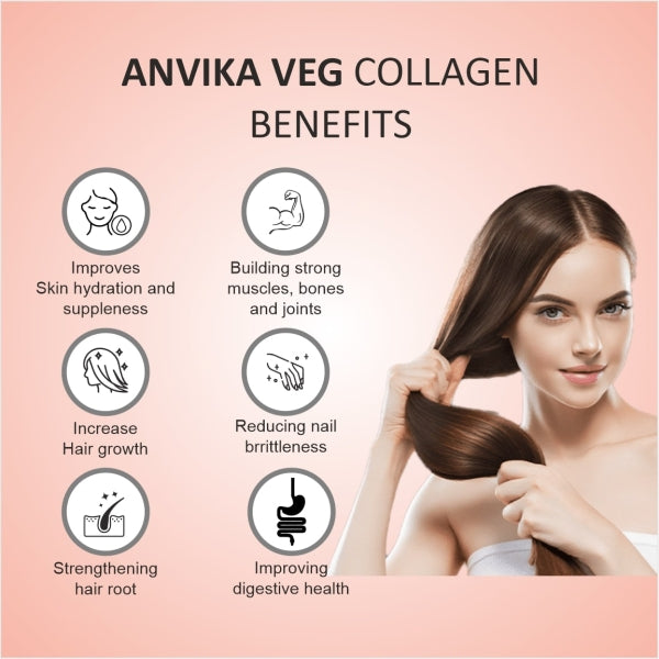 Anvika Veg Collagen 150 gm Strawberry Flavored for Skin & Hair