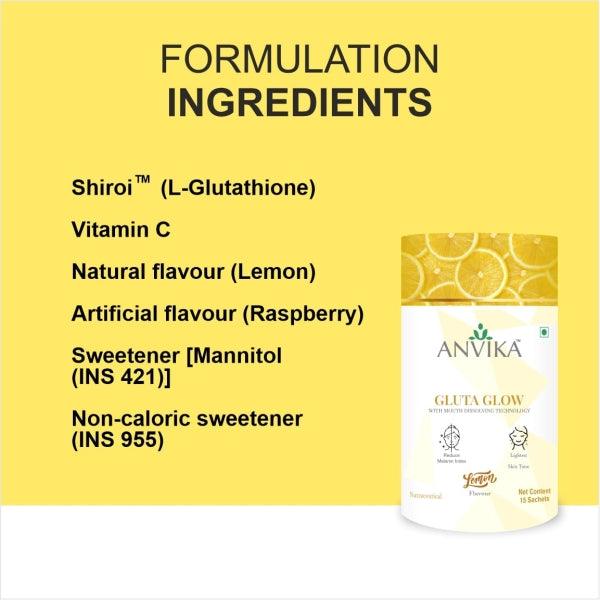 Anvika Gluta Glow Fast Acting Skin Brightening with Mouth Dissolving TechnologyGluta GlowAnvika Gluta Glow - Fast Skin Brightening | Mouth Dissolving