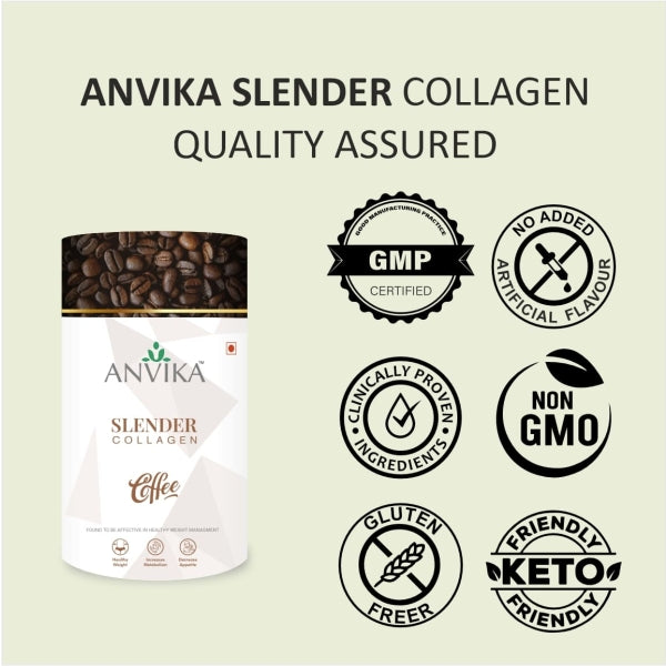 Anvika Slender Collagen with 100% Arabica Coffee & Marine Collagen Peptides for Weight Management