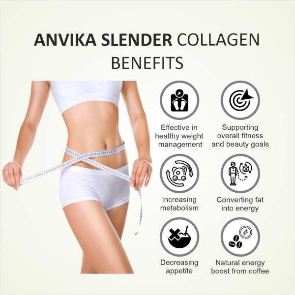 Anvika Slender Collagen with 100% Arabica Coffee & Marine Collagen Peptides for Weight Management