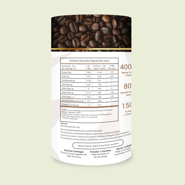 Anvika Slender Collagen with 100% Arabica Coffee & Marine Collagen Peptides for Weight Management