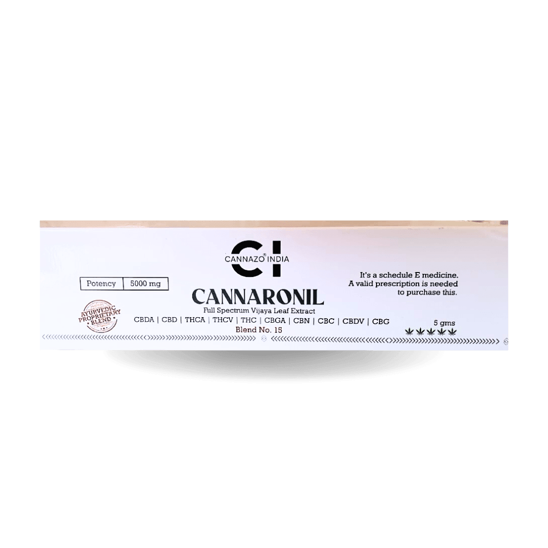 Cannaronil Syringe 5000mg 5gm (4ml) - 3 Variants (THC 1:4 / CBD 20:1 / Balanced 1:1) CBD:THCVijaya ExtractCannazo Cannaronil | 5000 mg Vijaya Extrat | CBD Store india