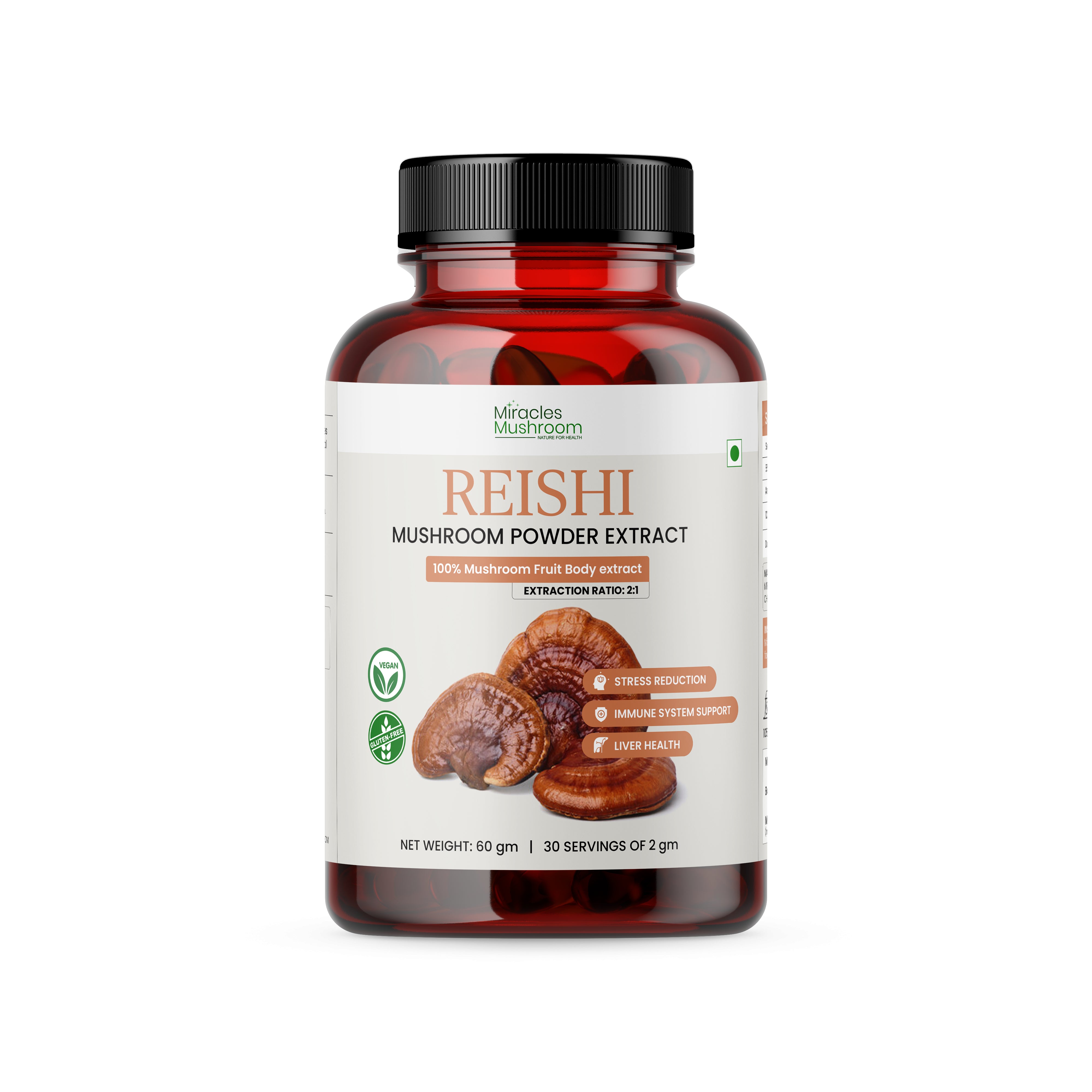 Miracles Mushroom :  Reishi Mushroom Extract Powder 60g