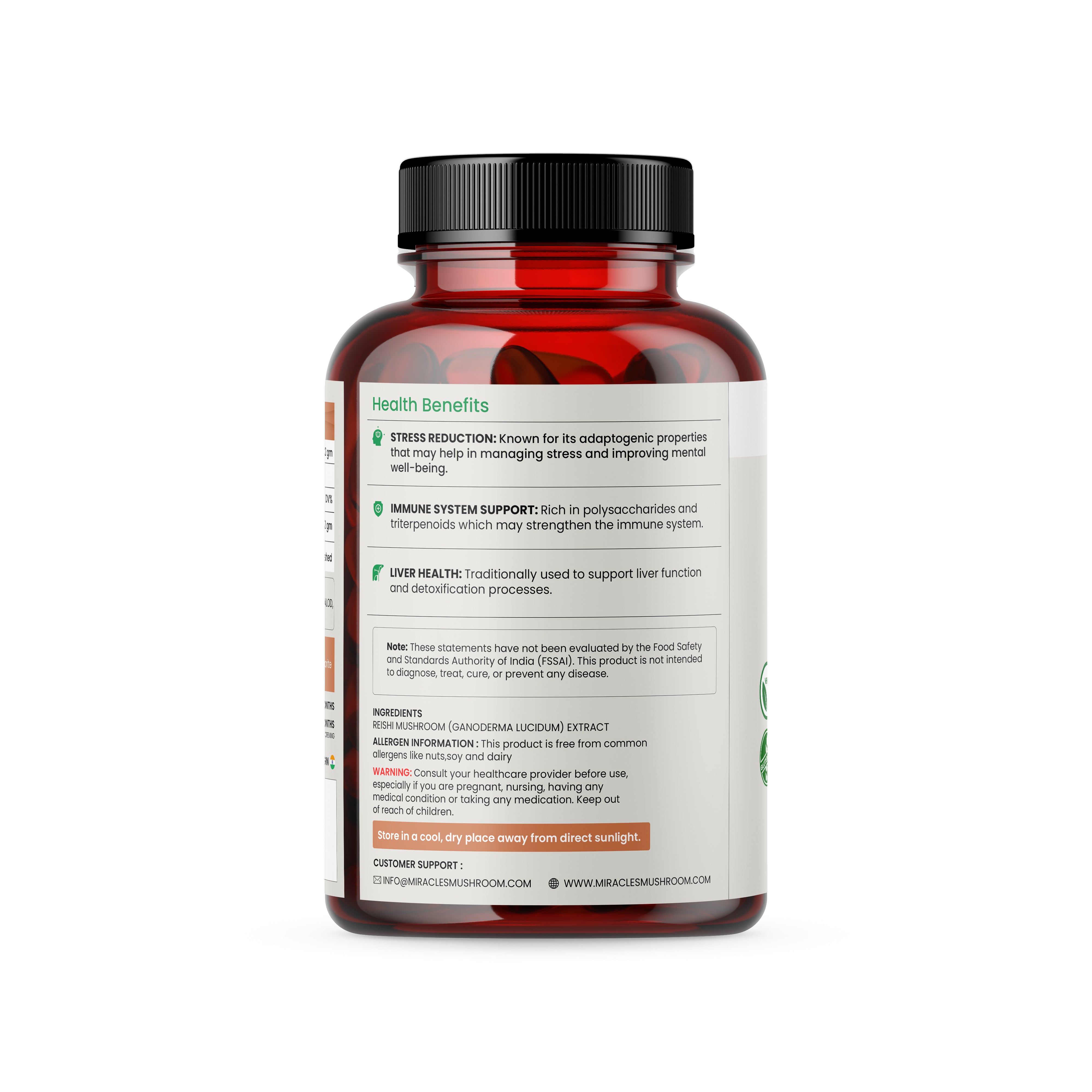 Miracles Mushroom :  Reishi Mushroom Extract Powder 60g