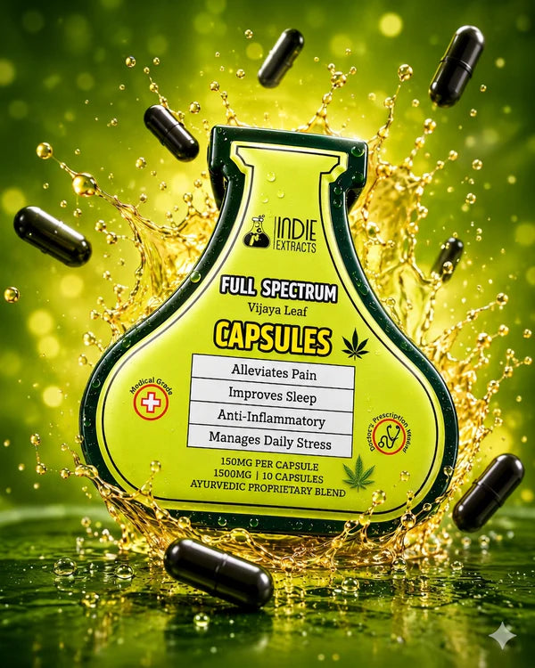 Indie Extracts Full Spectrum Vijaya Leaf Capsules 1500mg (150mg per Capsule) | Pack of 10 Capsules