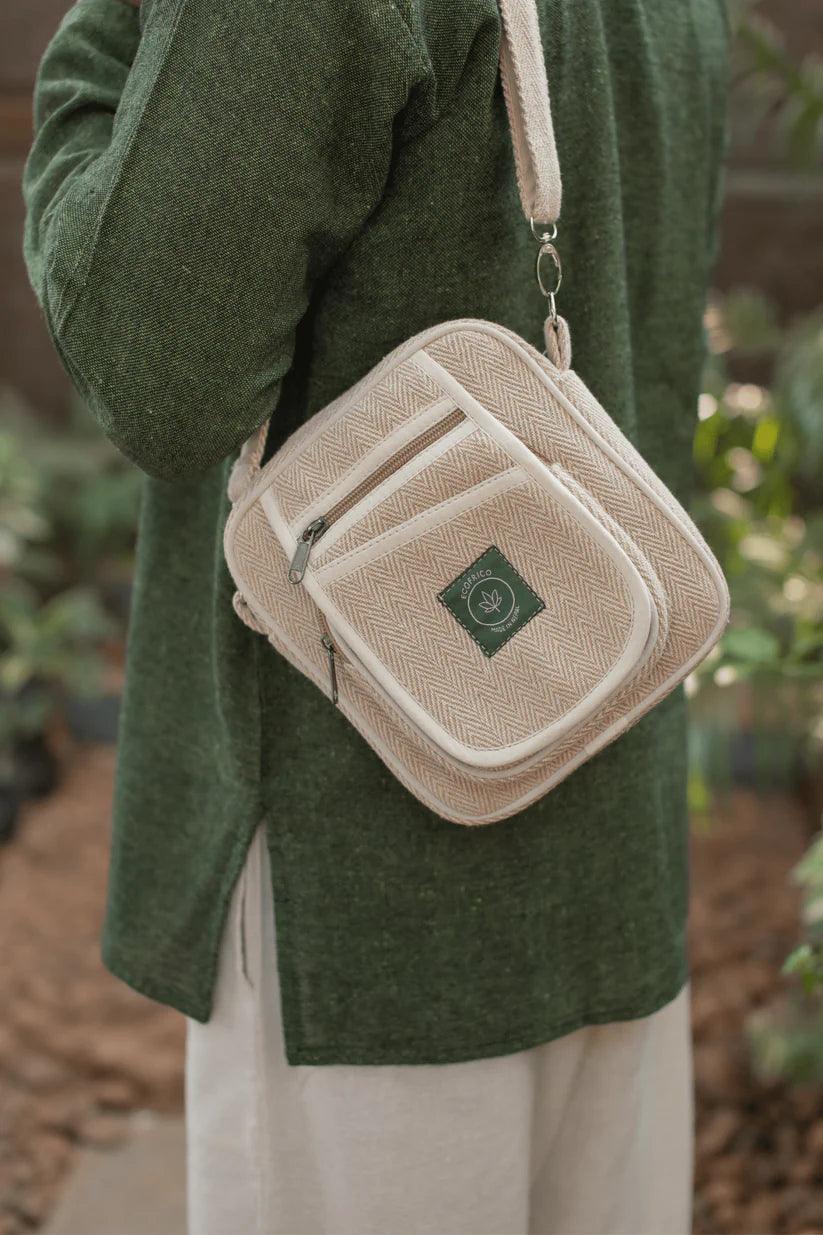 Ecofrico - Unisex Sling Hemp BagHemp BackpackEcofrico Unisex Sling Hemp Bag - Eco-Friendly | Durable, Adjustable, Compartments