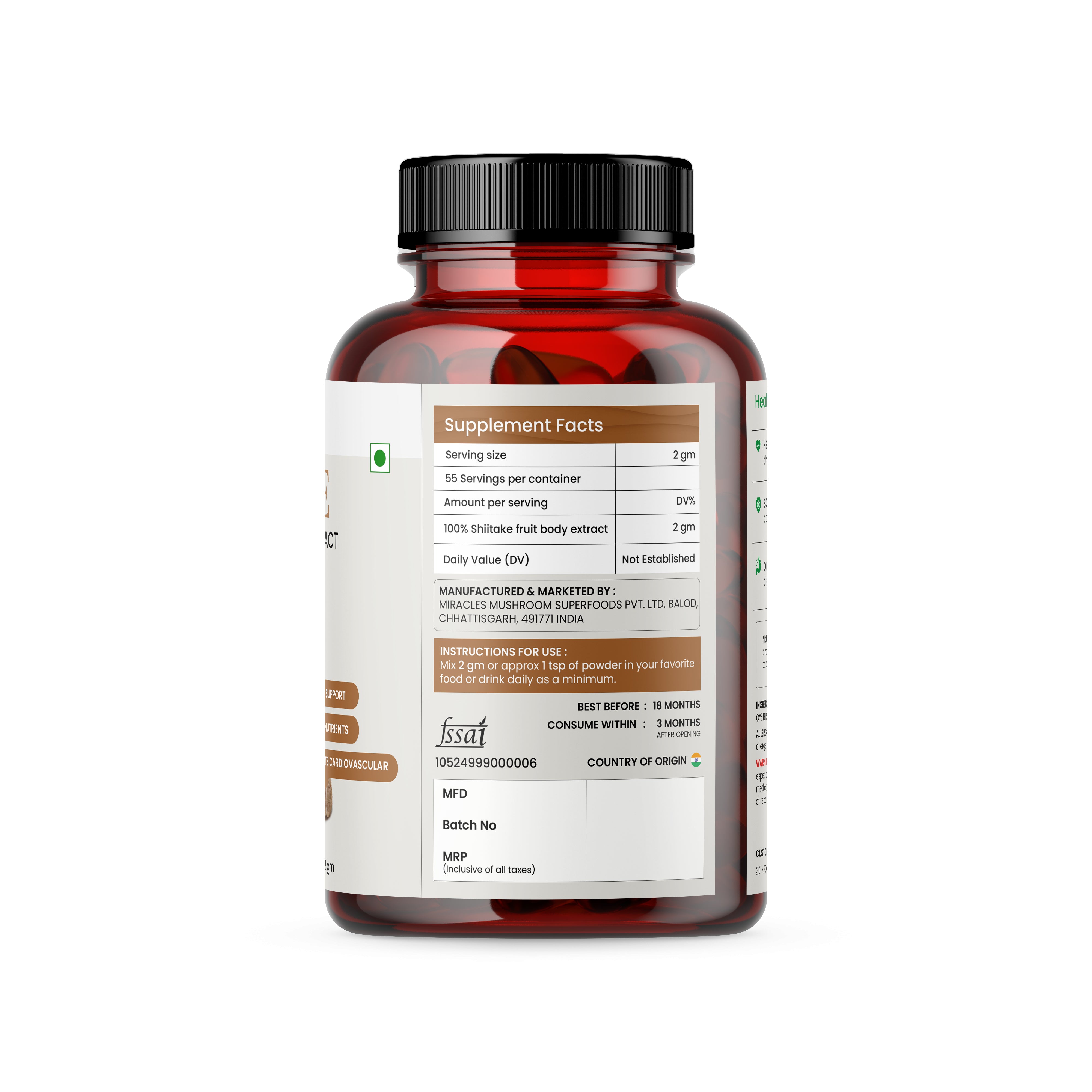 Miracles Mushroom : Shiitake Mushroom Extract Powder 110g