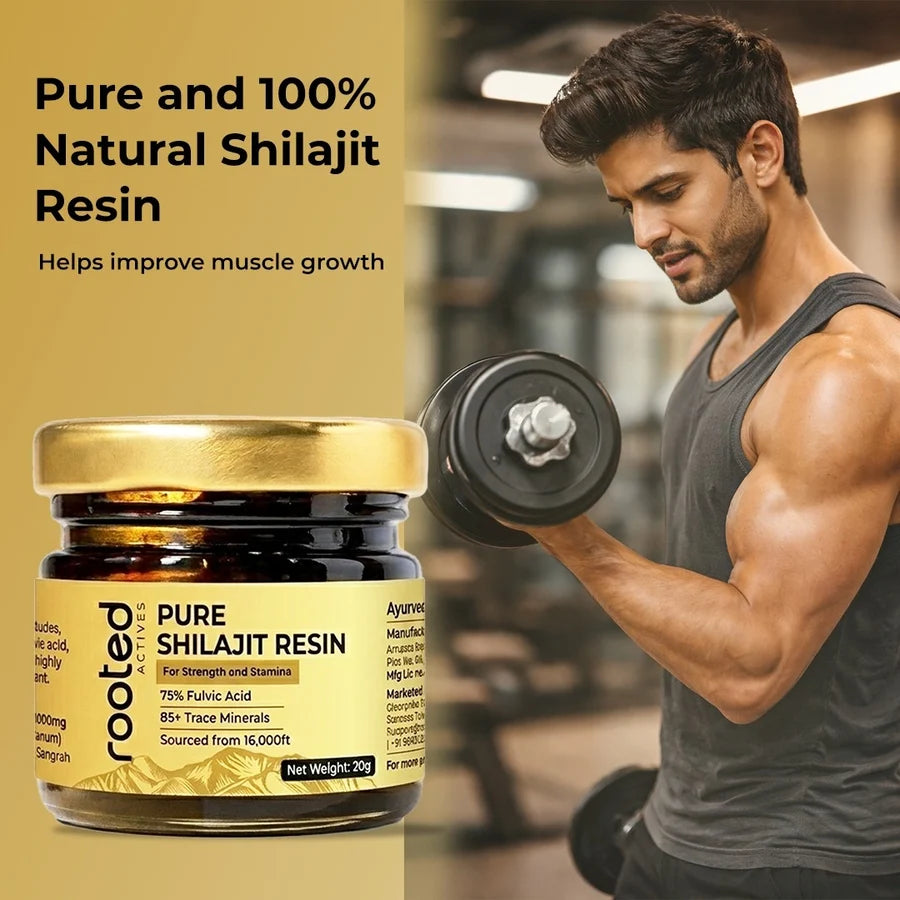 Rooted Actives Pure Himalayan Shilajit Resin - 75%+ Fulvic Acid & 85+ Trace Minerals