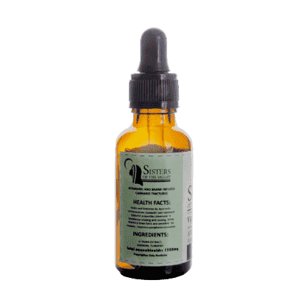 Sisters Of the Valley Ayurvedic Female Relaxant 1500mg 1:1 THC : CBD Oil Tincture.