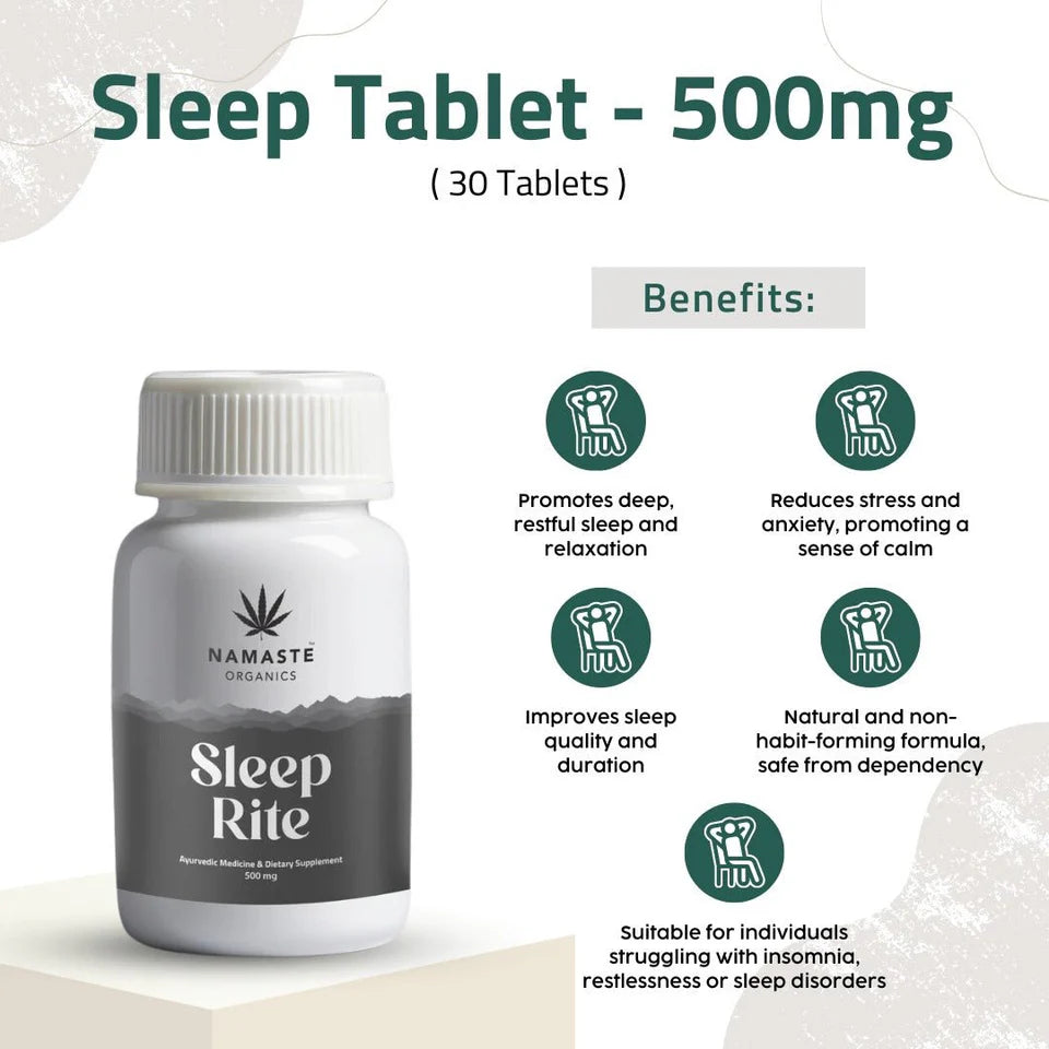 Namaste Organics Sleep Rite 10:1 Vijaya Extract (Cannabis) Capsules 500mg | Natural Sleep Support.