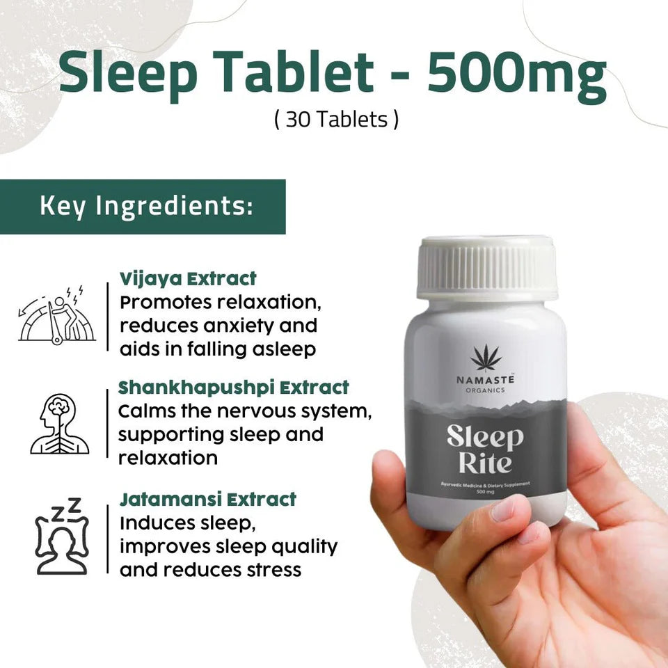 Namaste Organics Sleep Rite 10:1 Vijaya Extract (Cannabis) Capsules 500mg | Natural Sleep Support.