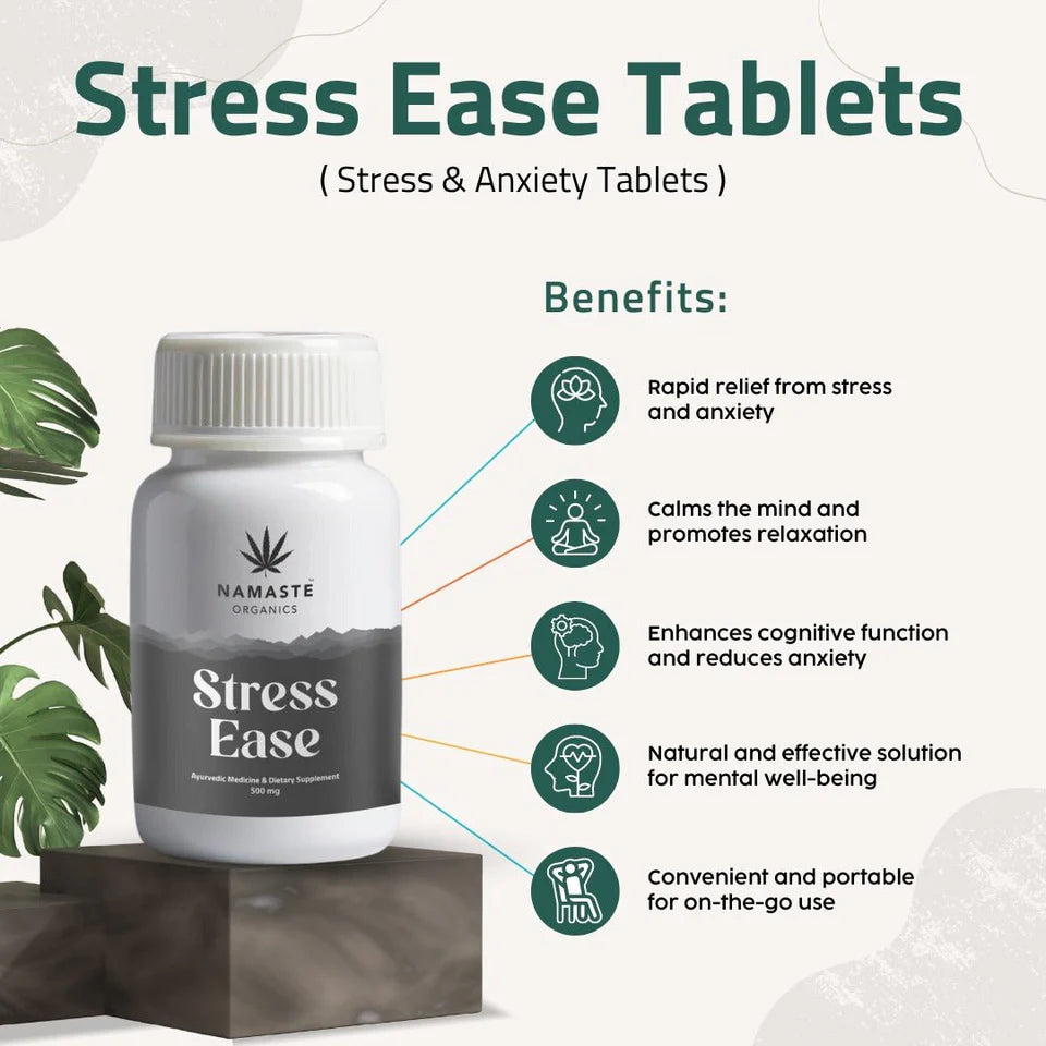 Namaste Organics Stress Ease 10:1 Vijaya Extract (Cannabis) Capsules 500mg | Calm & Focus.
