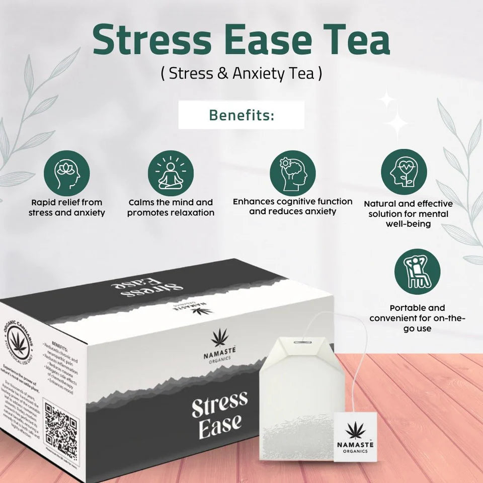 Namaste Organics 10:1 Vijaya Extract Stress Ease Herbal Tea 75gm | Calm Mind & Focus.