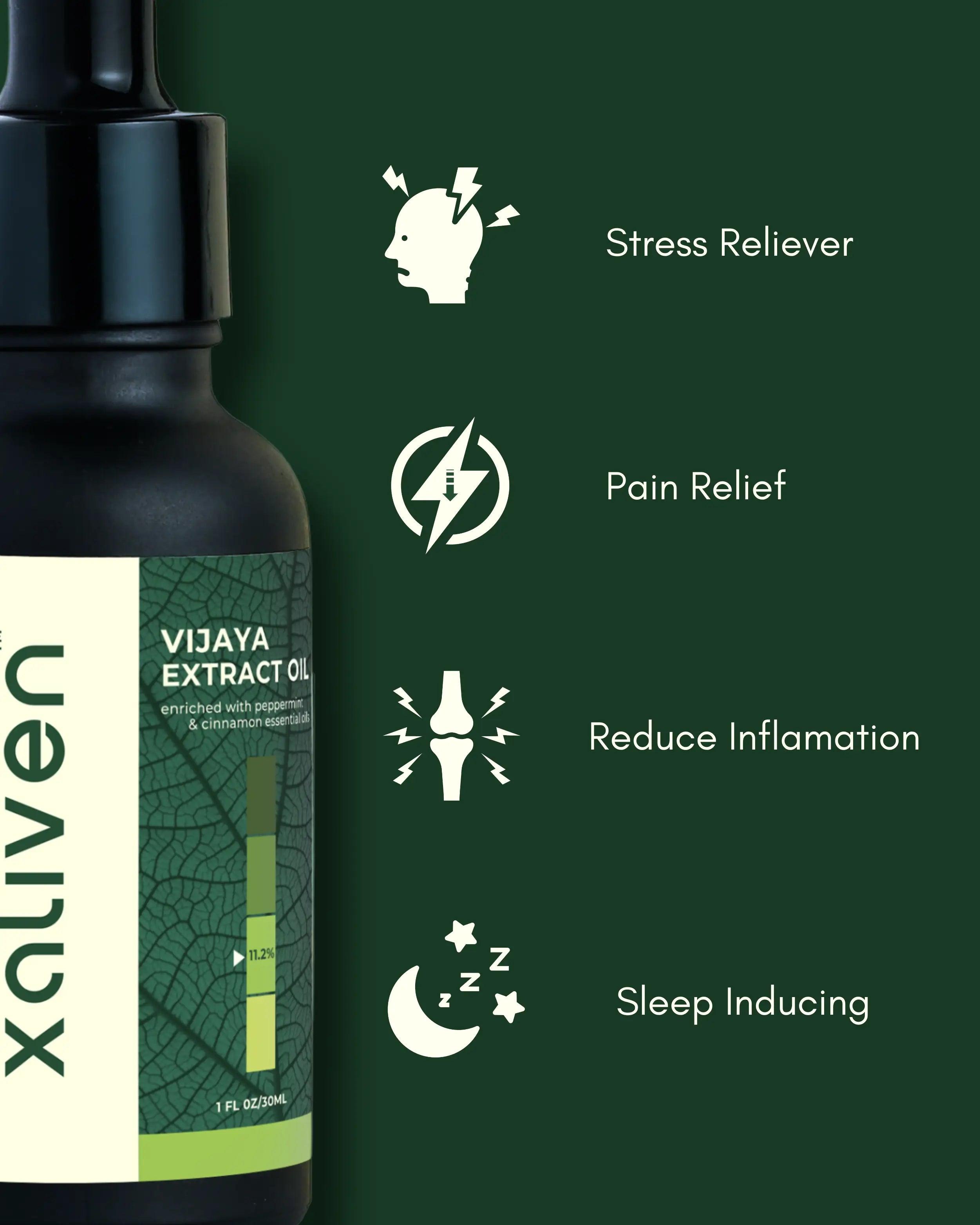 Xaliven- Vijaya Full Spectrum Oil for Stress & Sleep- CBD, THC & other Cannabinoids - 11.2% (3360mg)CBD OilVijaya CBD Oil for Stress & Sleep - Xaliven | Full Spectrum