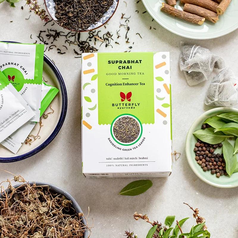 Butterfly Ayurveda- Suprabhat Chai | Kapha Balancing Green TeaTea & InfusionsSuprabhat Chai - Kapha Balancing Green Tea | Focus & Immunity