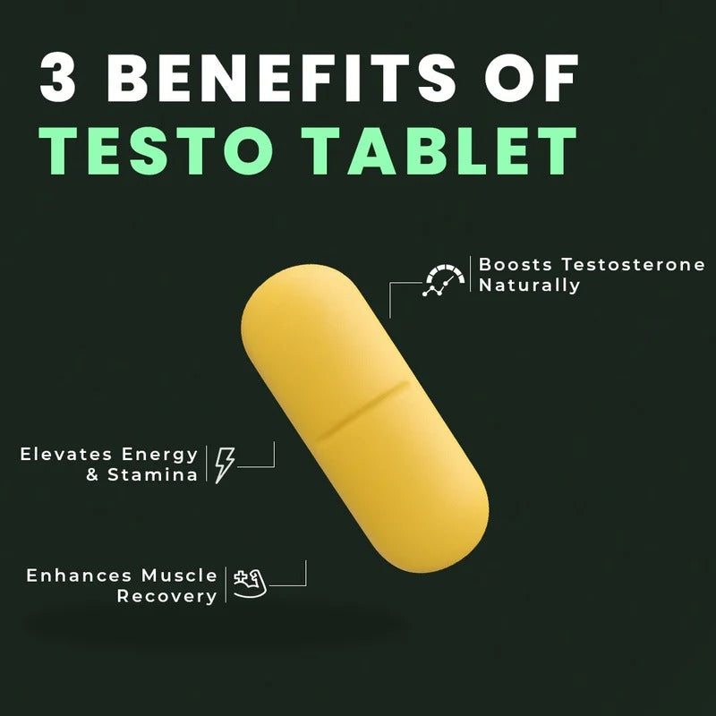 Rooted Actives Testo Tablets - Maca, Safed Musli, Tongkat Ali, Fenugreek & Gokhru Herbal Formula for Men