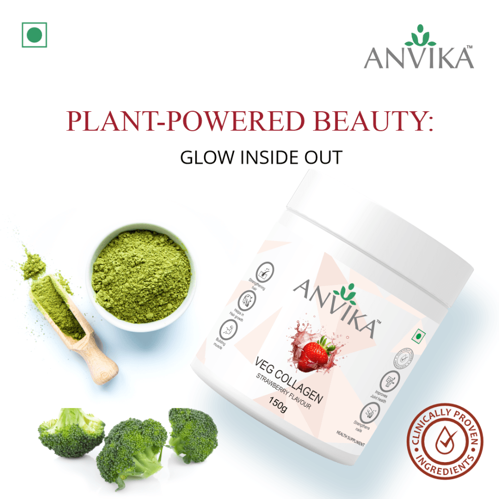 Anvika Veg Collagen 150 gm Strawberry Flavored for Skin & Hair.