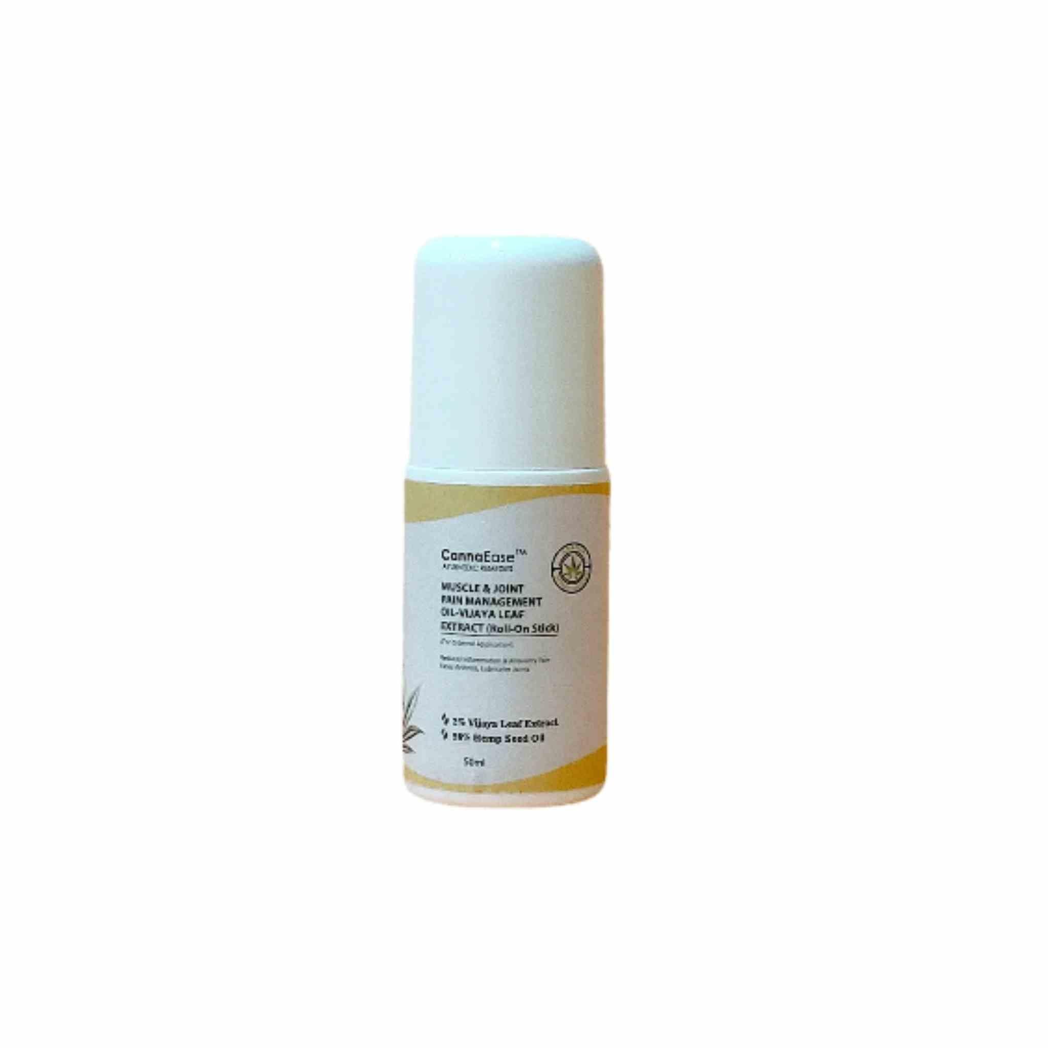 CannaEase Muscle & Joint Pain Management Oil- Vijaya Leaf Extract- (Roll on Stick) 50 ML
 Pain Management roll on,  hemp pain management Roll on, pain relief roll on 