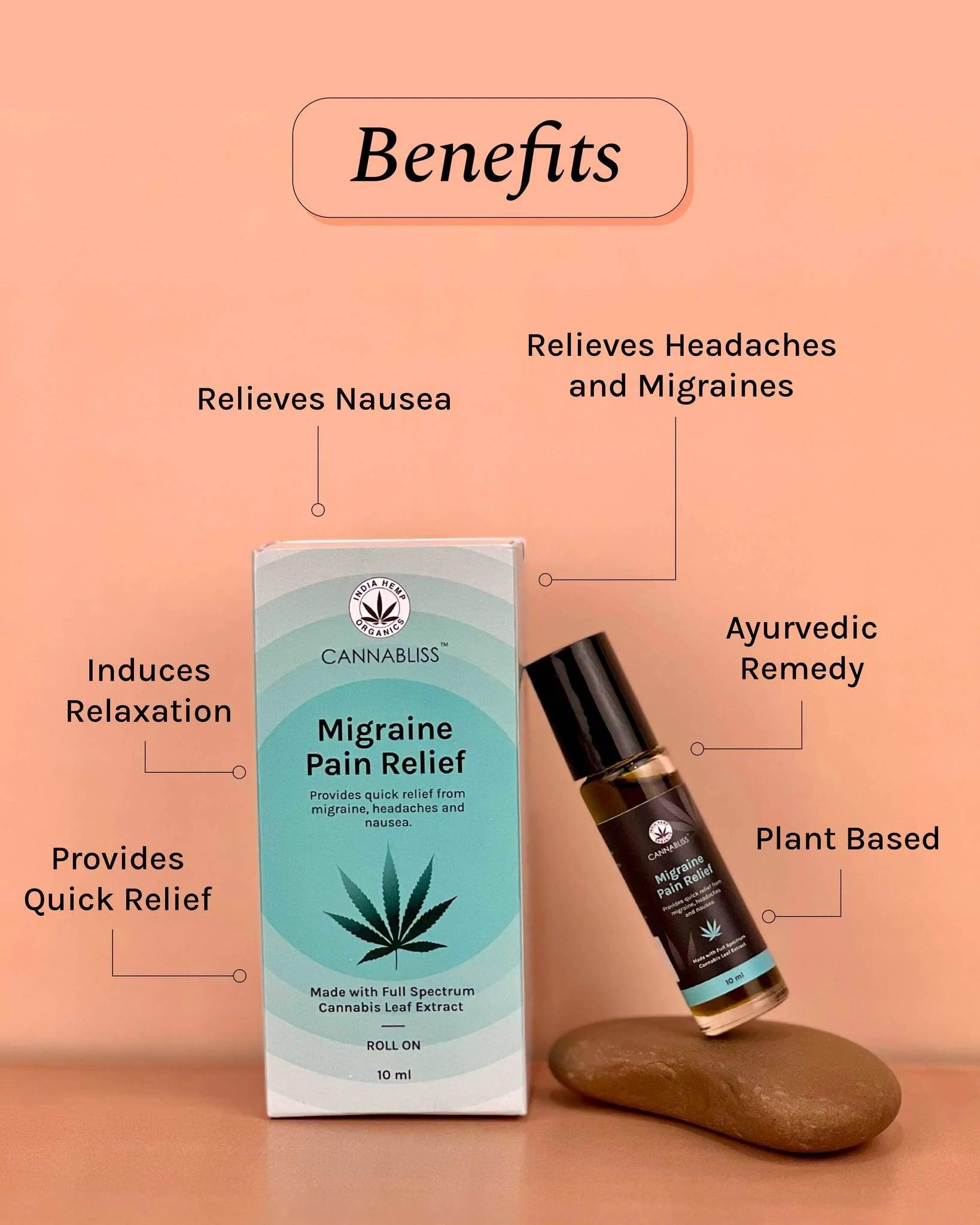 Cannabliss Migraine Pain Relief - 10 MLCBD Roll OnCannabliss Migraine Pain Relief | Cannabis Leaf Extract | CBD Store India