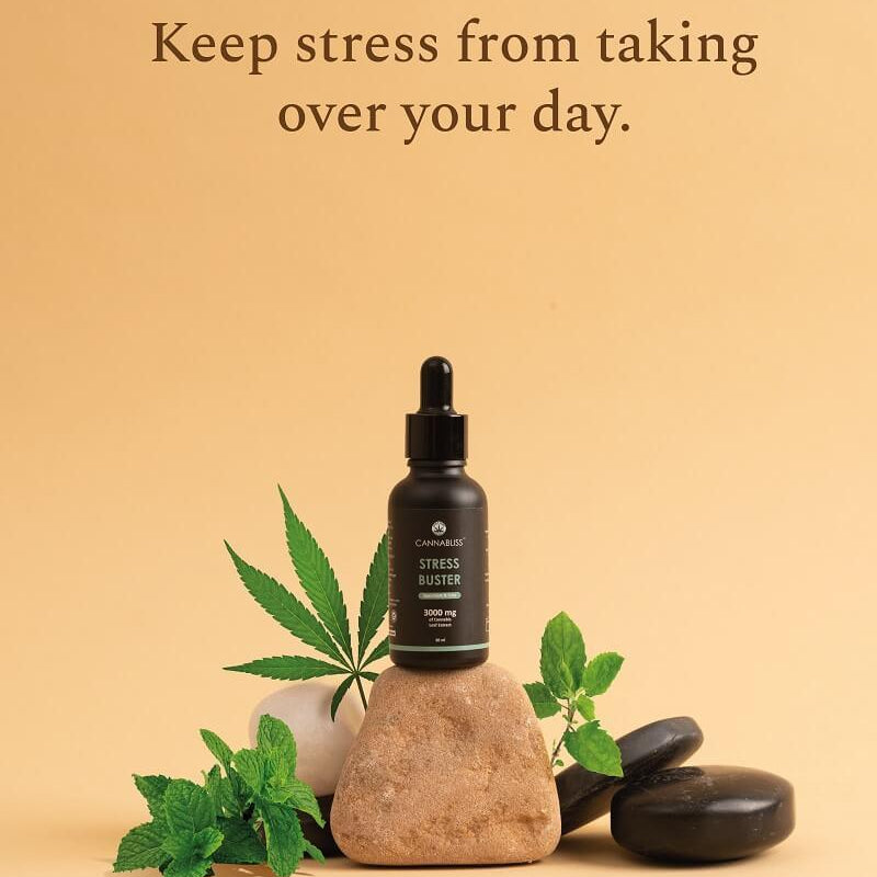 Cannabliss Stress Buster – High-Potency CBD Oil (1:3) – 1000mg/3000mgHealth CareCannabliss Stress Buster Oil | Cannabis Leaf Extract | CBD Store India