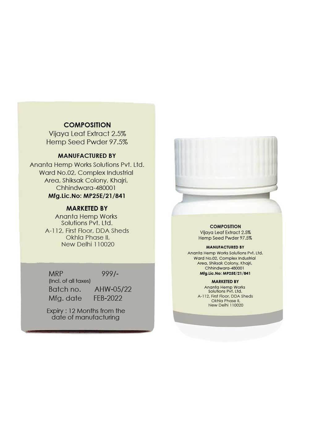Cannaease Medical Cannabis Pain Relief Capsules (RX) 10 Cap (For Oral Consumption).