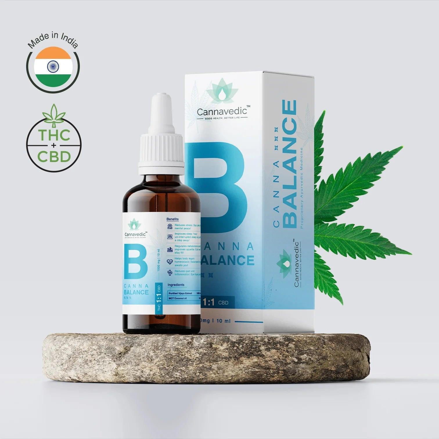 Cannavedic - CannnaBalanceTHC+CBD Oil (1:1|THC:CBD)1000mg,10ml.